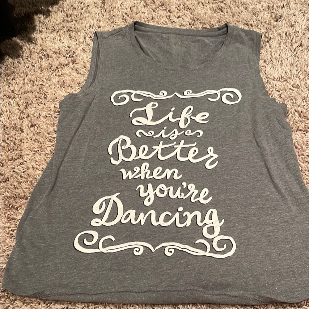 Gray Sleeveless Top with Inspirational Quote